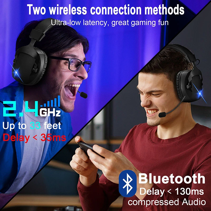 سماعة ألعاب لاسلكية مع ميكروفون إلغاء الضوضاء قابل للفصل 2.4G Bluetooth-USB-3.5mm مقبس سلكي 3 أوضاع للأجهزة المتعددة