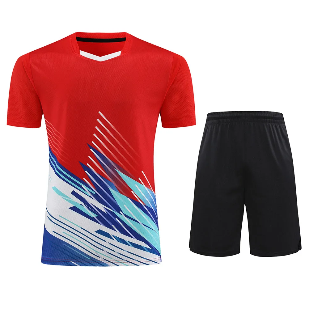 Printed Short Sleeve Badminton Tennis Jersey Sets for Men Women Children High Quality Summer Ping Pong Table Tennis Uniform Suit