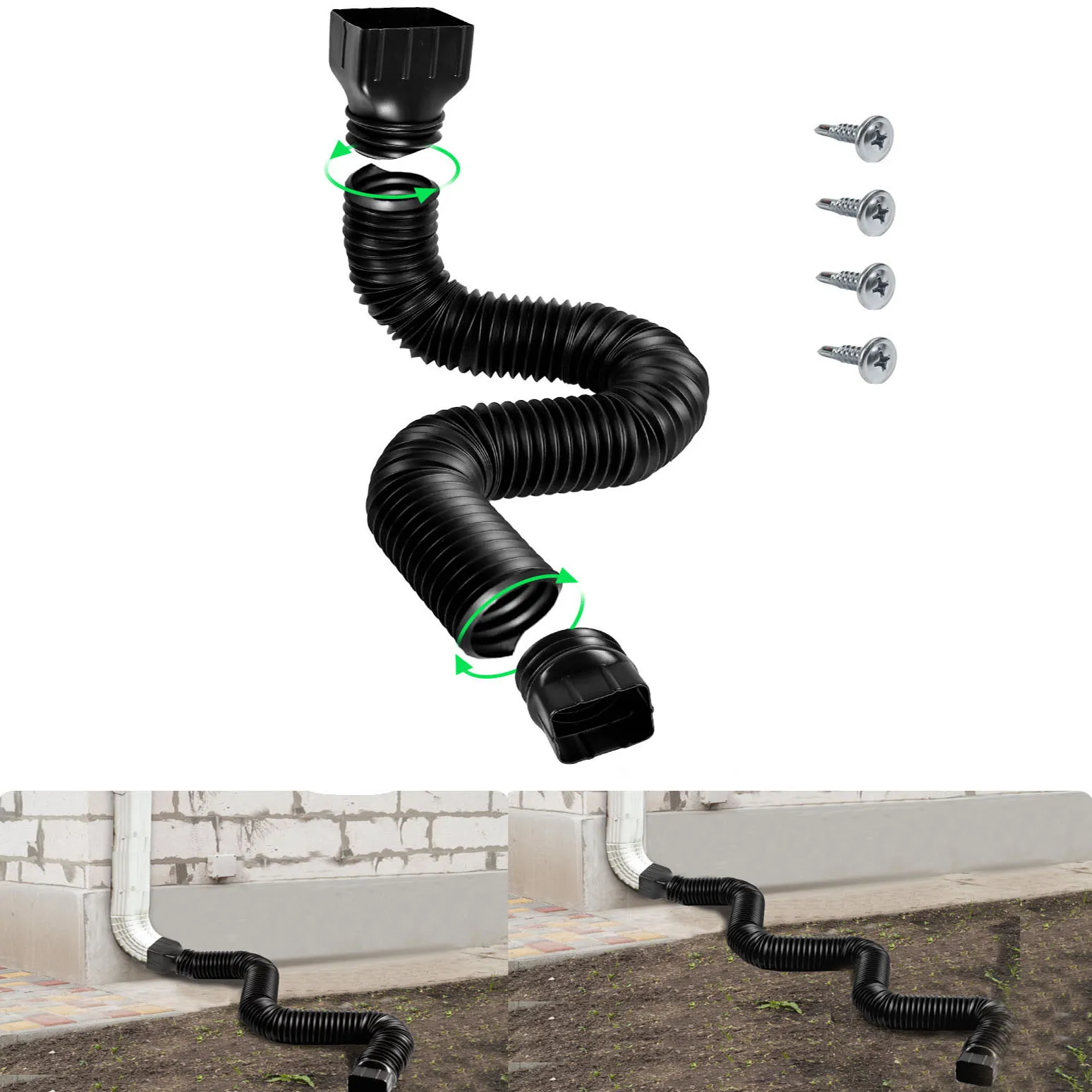 Rain Gutter Downspout Extensions Flexible Drain Downspout Drain Extender Gutter Connector Rainwater Drainage