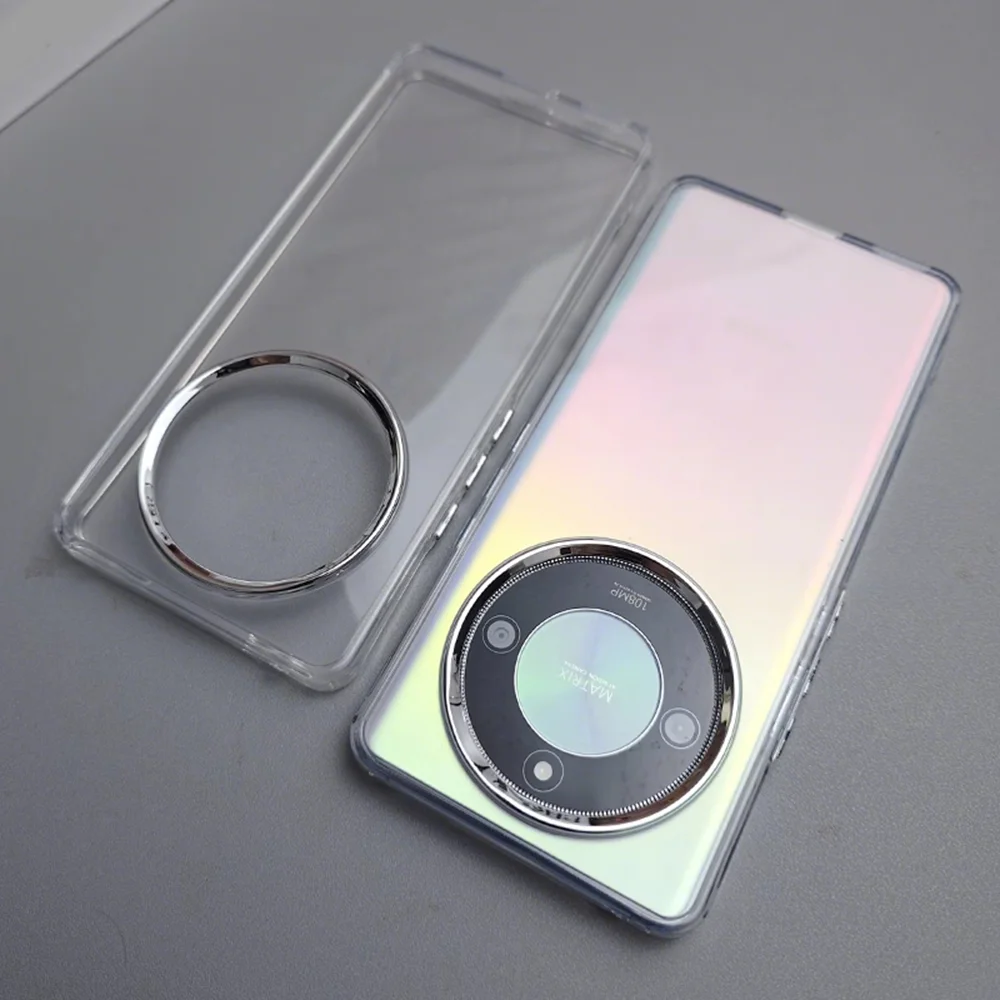X9B X9 حافظة كروم زر حلقة الكاميرا غطاء شفاف لهاتف Honor X9C X9A سليم مقاوم للصدمات الهاتف Funda Coque Capa