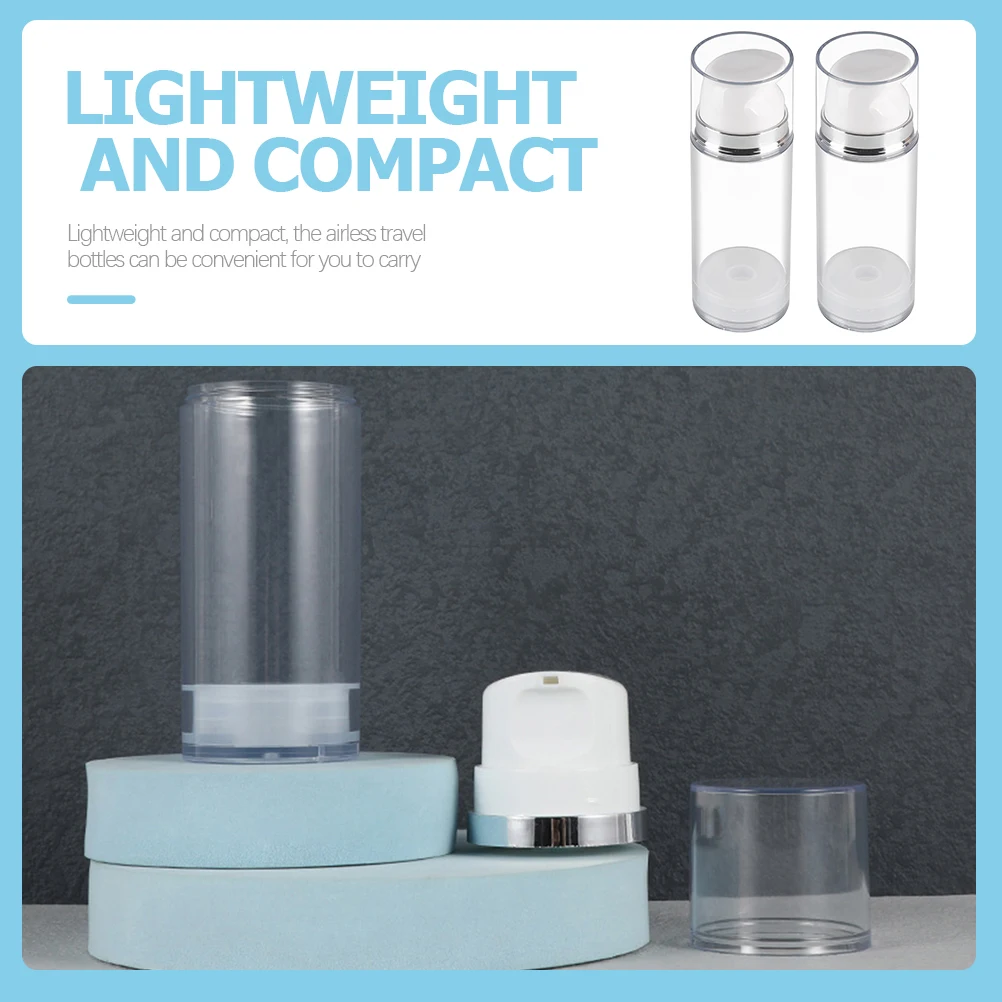 

2pcs 50ml Airless Pump Bottles Travel Refillable Lotion Dispenser Lotion Dispenser Containers for Cream Shampoo