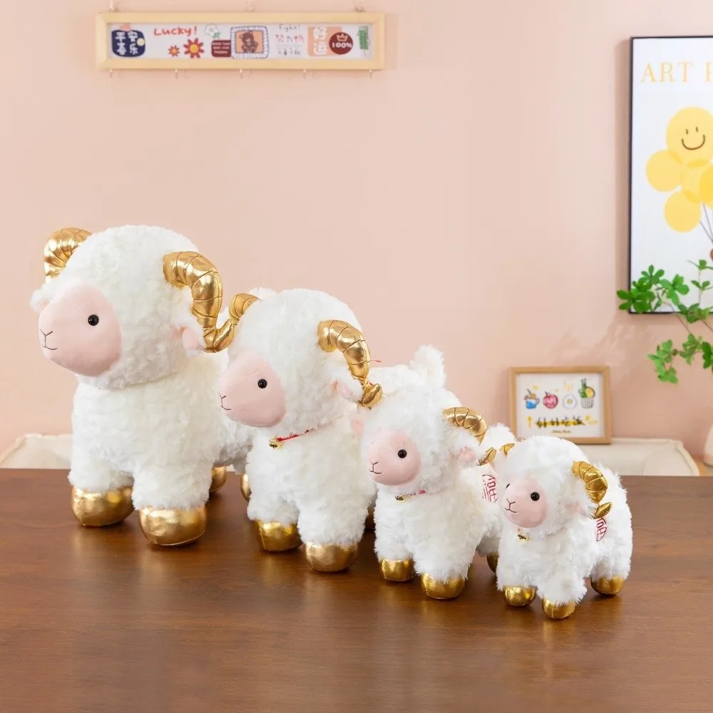 Soft Plush Plush Sheep Toy With Bell With Scarf Sheep Throw Pillow Plump Design Curly Hair Stuffed Sheep Animal For Gift Giving