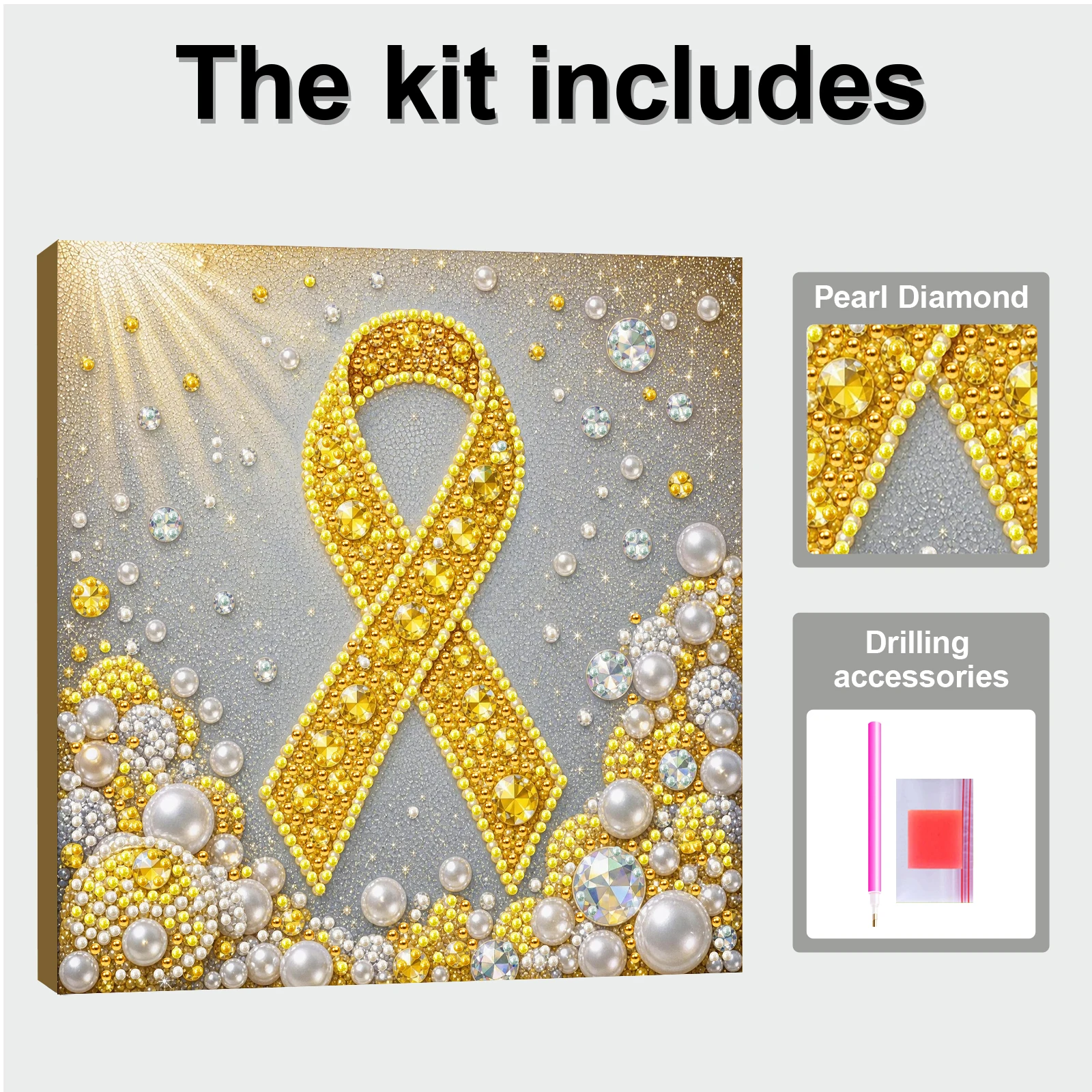 Pearl Painting Kit Framed Canvas 20x20cm Self-Adhesive 3D DIY Bead Art Craft Set