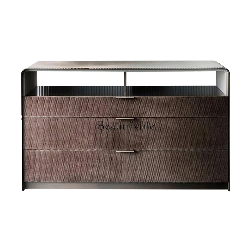 

ld 38 Light luxury solid wood dining side cabinet Modern simple Italian living room Minimalist dining room Locker against the wa