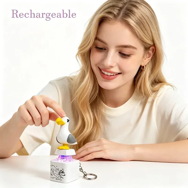 Seagull Mine Sound Button Schlüsselanhänger LED-Licht Fidget Clicker Spielzeug USB Aufladbar Stressabbau-Anhänger Geschenk für Erwachsene und Kinder – Detail 1