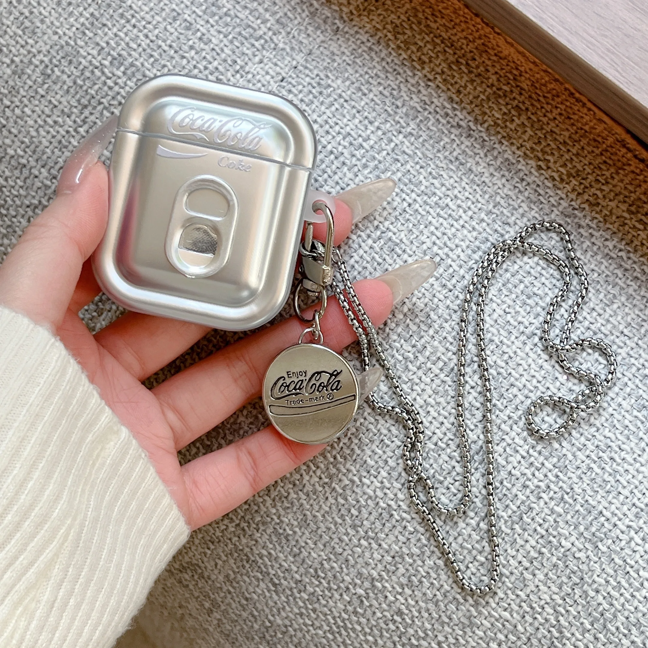 

3D Pull tab Electroplate Earphone Case For Airpods Pro 3 Protective Cover For Apple Airpods Pro 3 Case Silver TPU With Chain