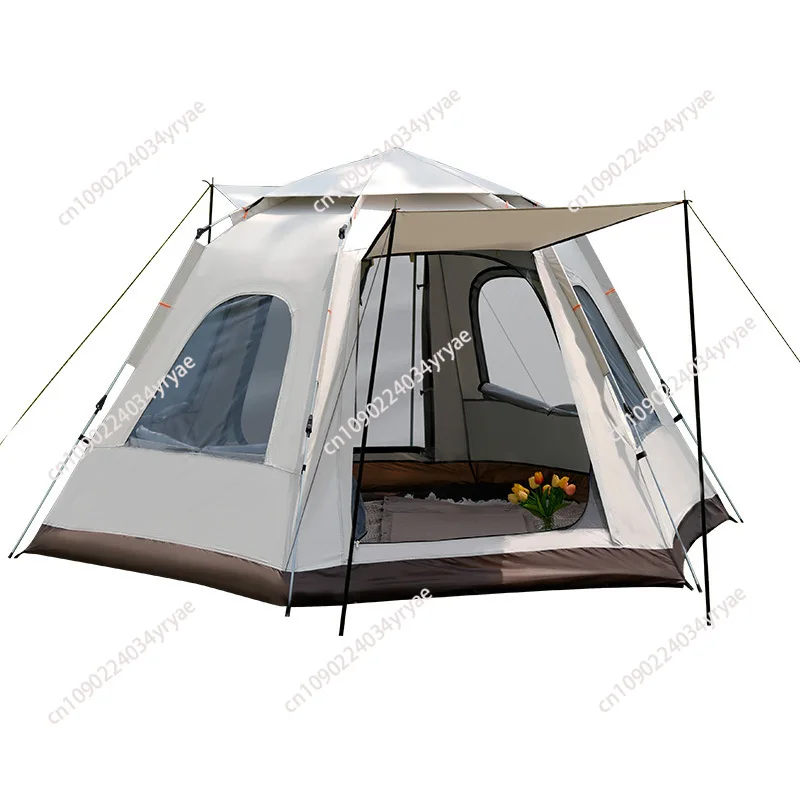 Outdoor camping fully automatic quick-open hexagonal tent, portable