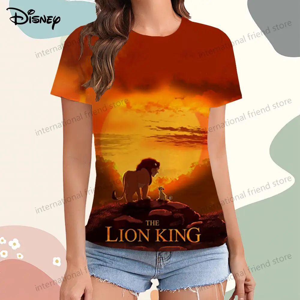 Simba Disney The Lion King T-shirt Women\'s Leisure Summer New Dress Youthful Woman Clothes XS-3XL T-shirts Y2k Short Sleeve Tee