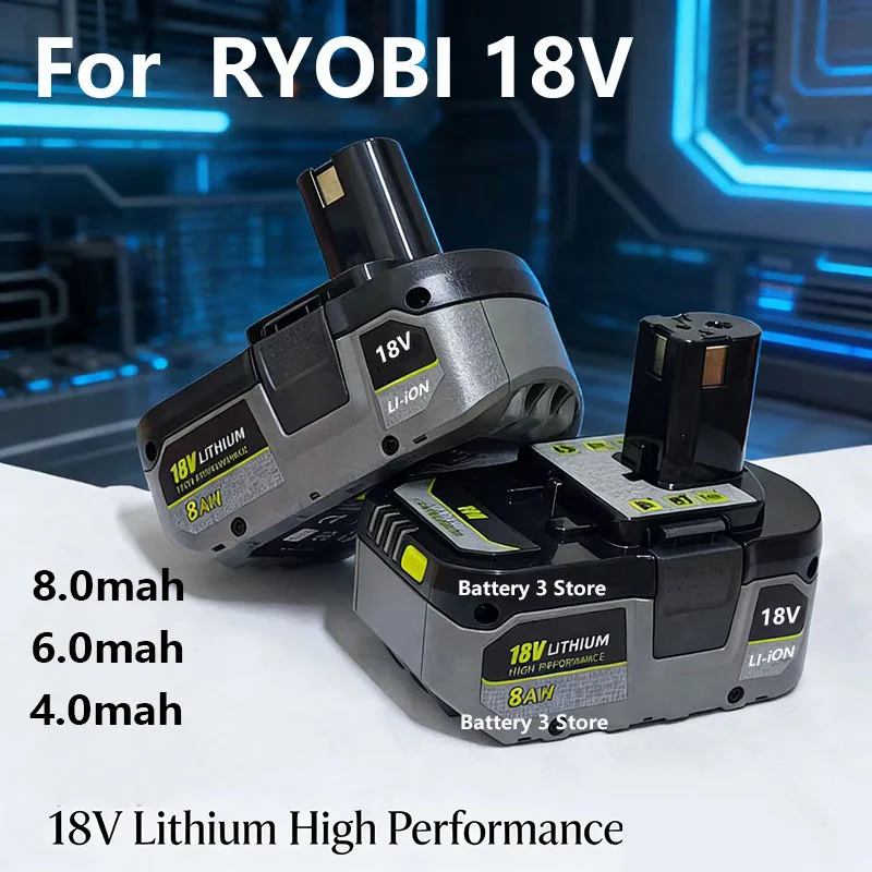 Used for RYOBI high-performance lithium battery 18V low self discharge, suitable for all tools P104, P107 P109 P108