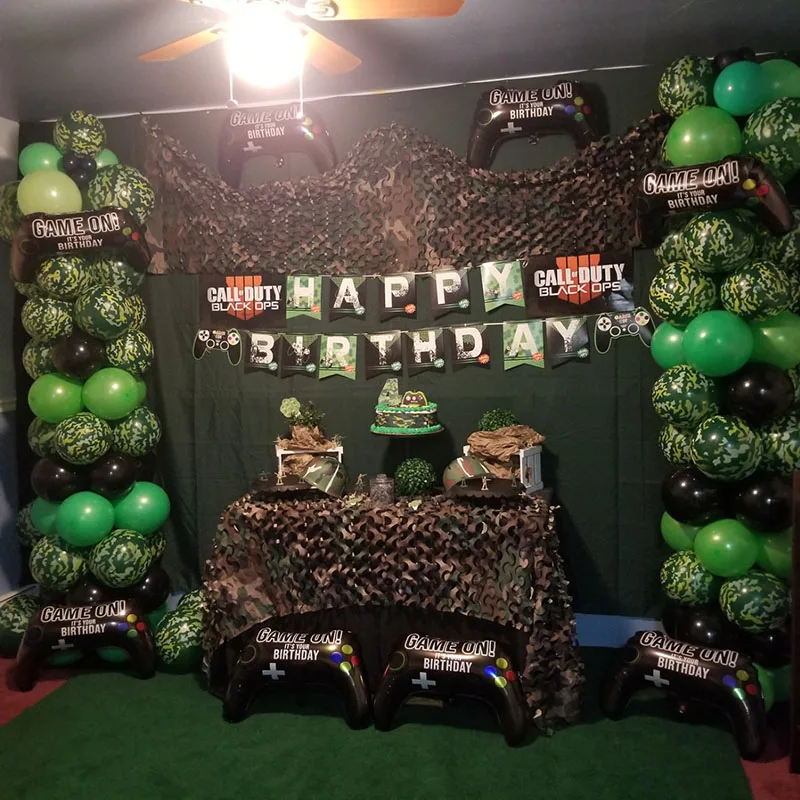 Camo Birthday Party Balloons Tank Missile Gun Inflatable Balloons Hanging Swrils  Army Military Birthday Party Decorations