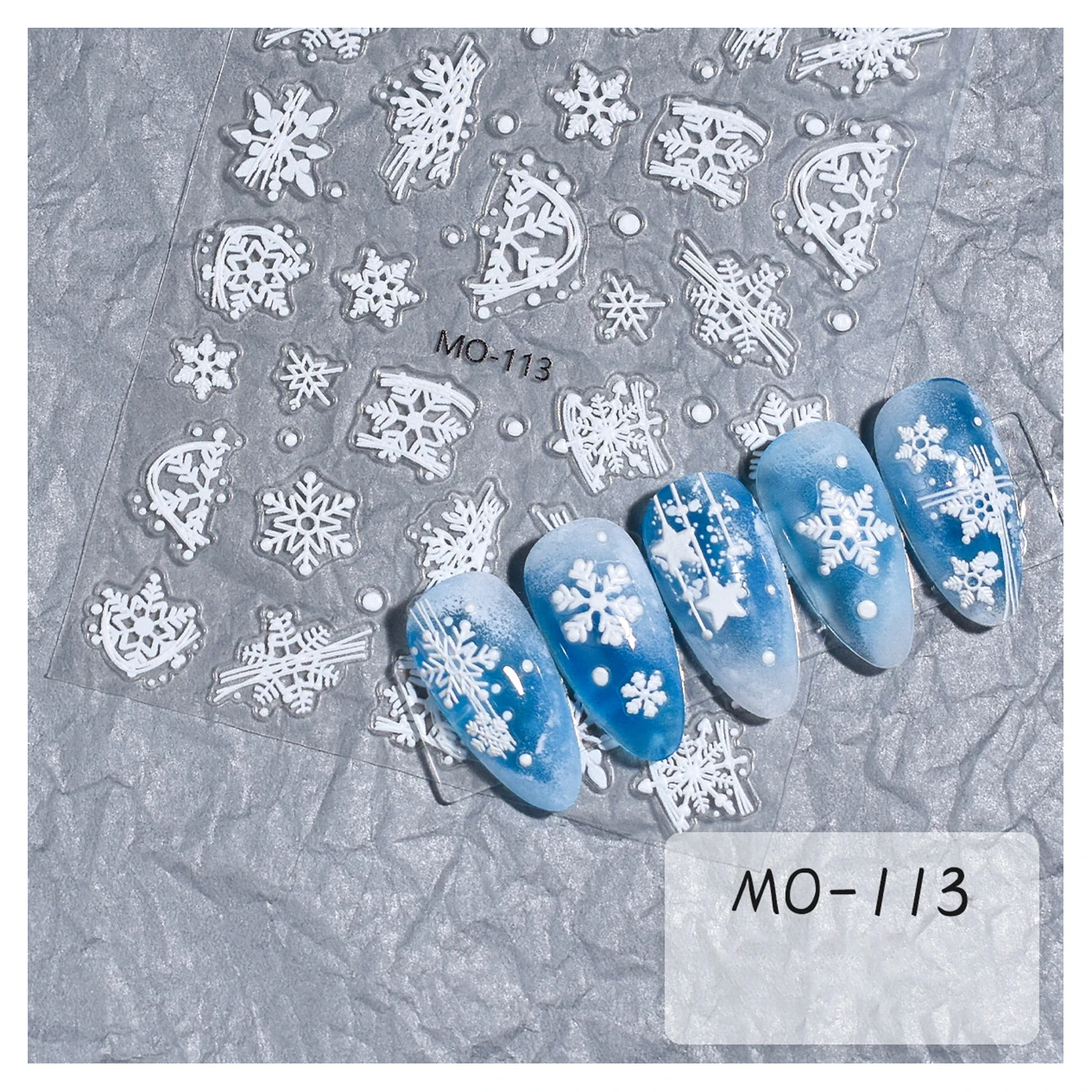 1pc Relief Pure White Merry Christmas Nail Stickers Various Snowflake Xmas Tree Adhesive Nail Art Stickers Decals Charms