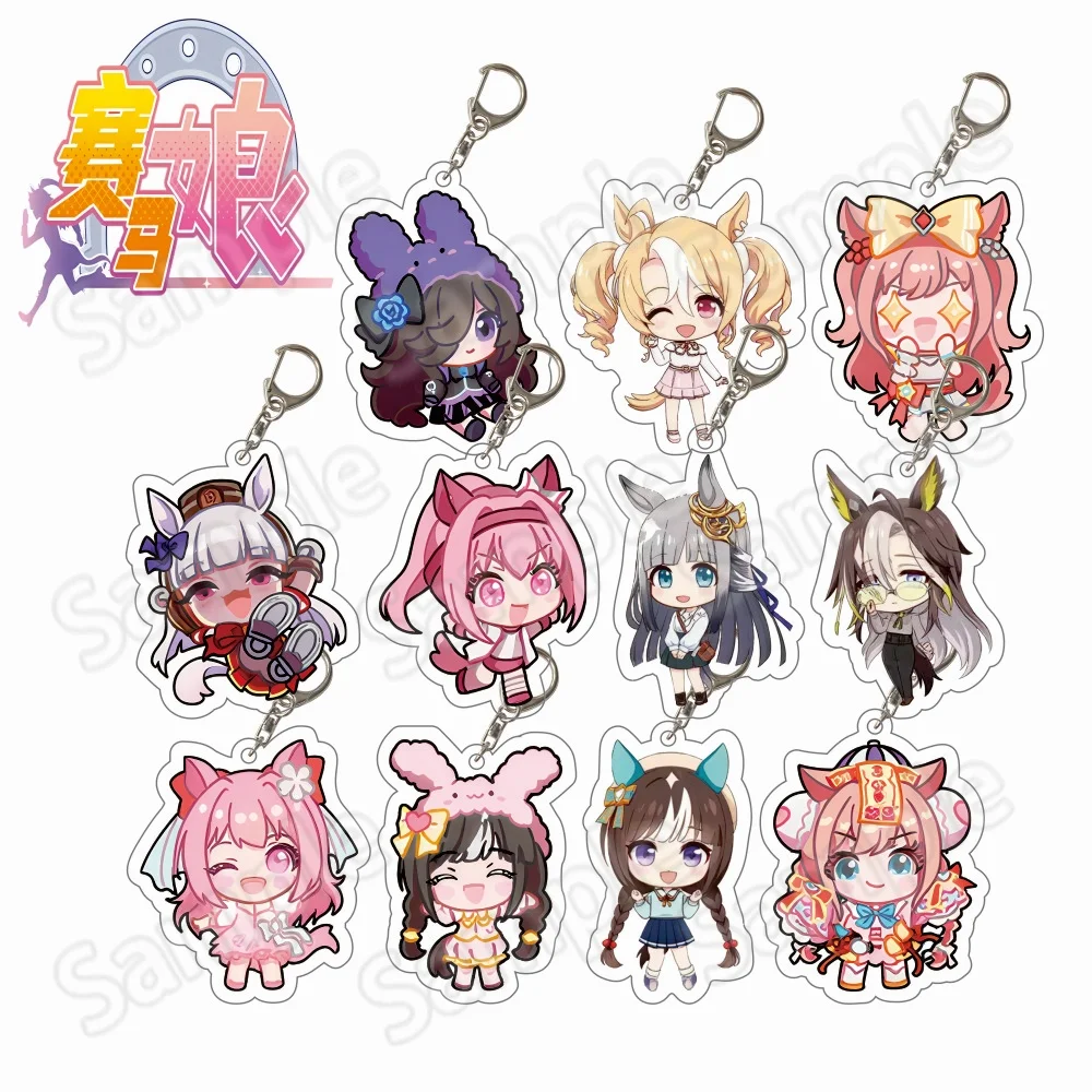 6cm New Uma Musume Pretty Derby keychains Acrylic Stand Ornaments Anime Oguri Cap Silence Suzuka Agnes Tachyon Clear Bliss