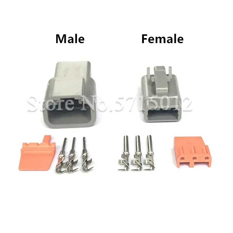 3 Hole Deutsch DTM DTM06-3S/ATM06-3S DTM04-3P/ATM04-3P Wire Connector Gray Waterproof Female Male Auto Socket