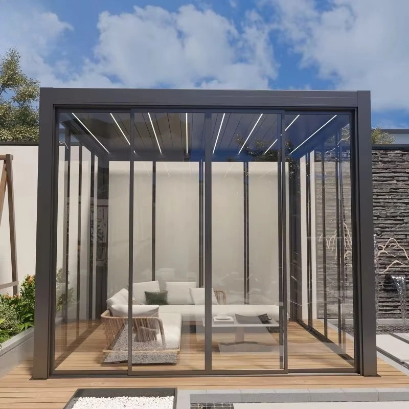 Any Size Custom Modern Bioclimatic Adjustable Aluminum Louver Pergola 3x3 3x4 4x4 6x4m Waterproof Outdoor Patio Gazebo view 5