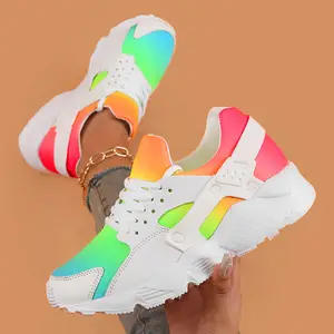 Neue frauen schuhe regenbogen farben sneaker wedges weibliche frauen vulkan isieren schuhe atmungsaktiv confort lassig damen schuhe tenis feminino AliExpress