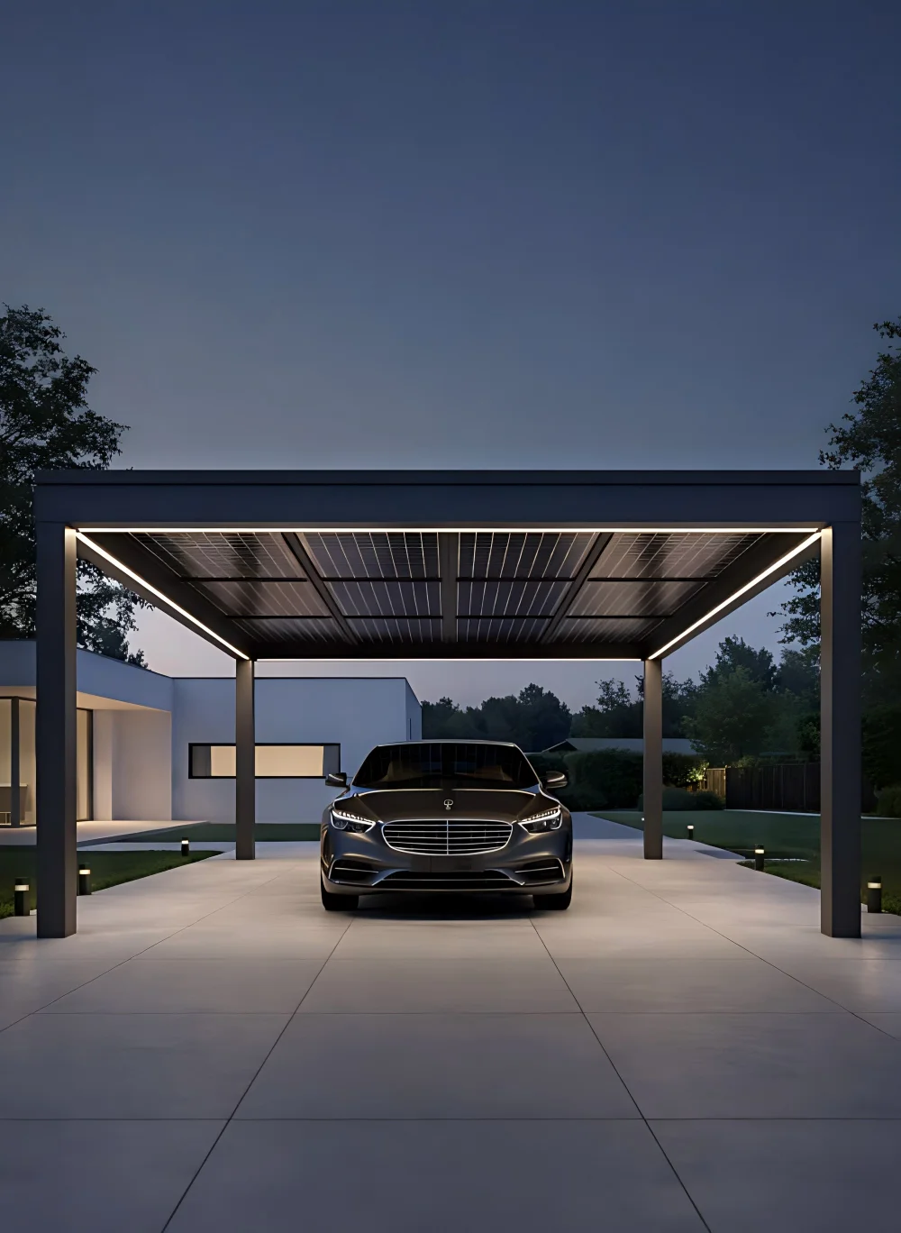Exterior Carport Pavilion Louvered Sun Shade Pergola with Led Light Aluminium Outdoor Cover Kit for Garden Pergolas and Gazebos