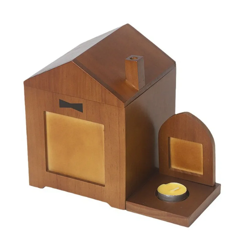 Wooden Pet Urns Photo Frame Candle Holders Pet Ashes Cremation Memorial Coffin Box Funeral Supplies Cat Dog Commemorative Box