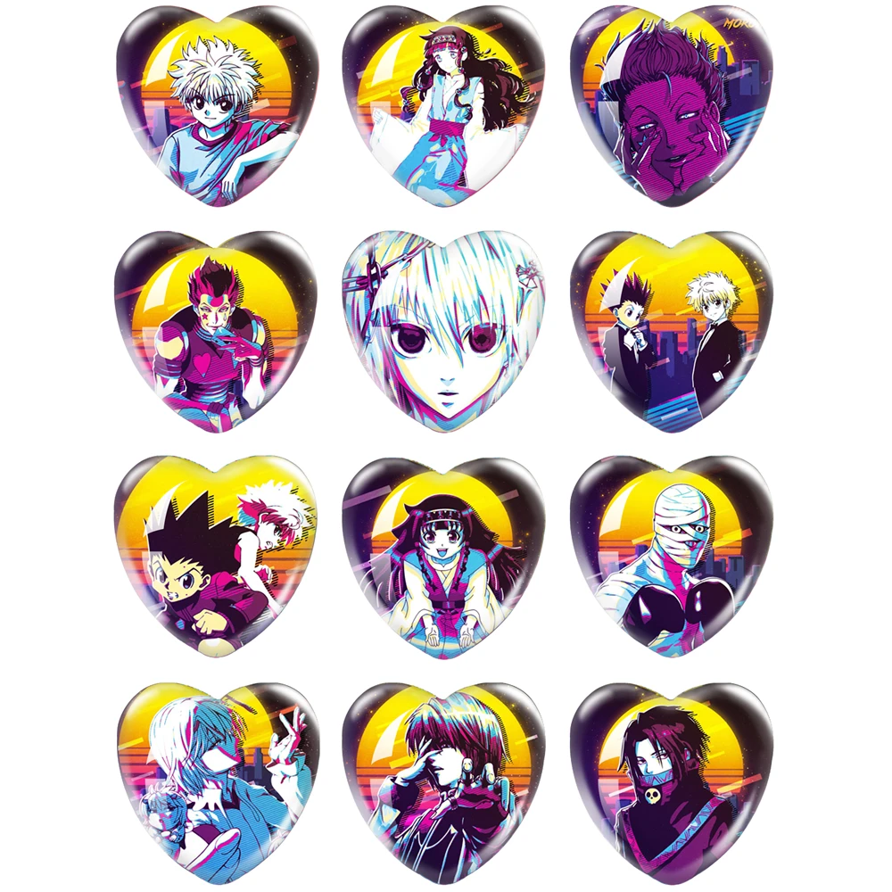 Hunterxhunter Japanese Anime 12pcs/set 16mm-40mm Heart Photo Cabochon Demo Flat Back Making Findings Gifts