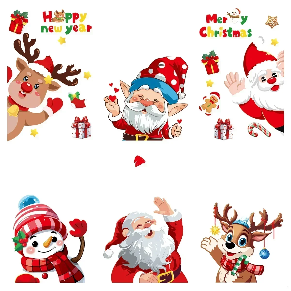 Christmas Static Sticker PVC Window Stickers Santa Claus Snowflake Glass Wall Film for Shopping Mall Home New Year Decor Decal