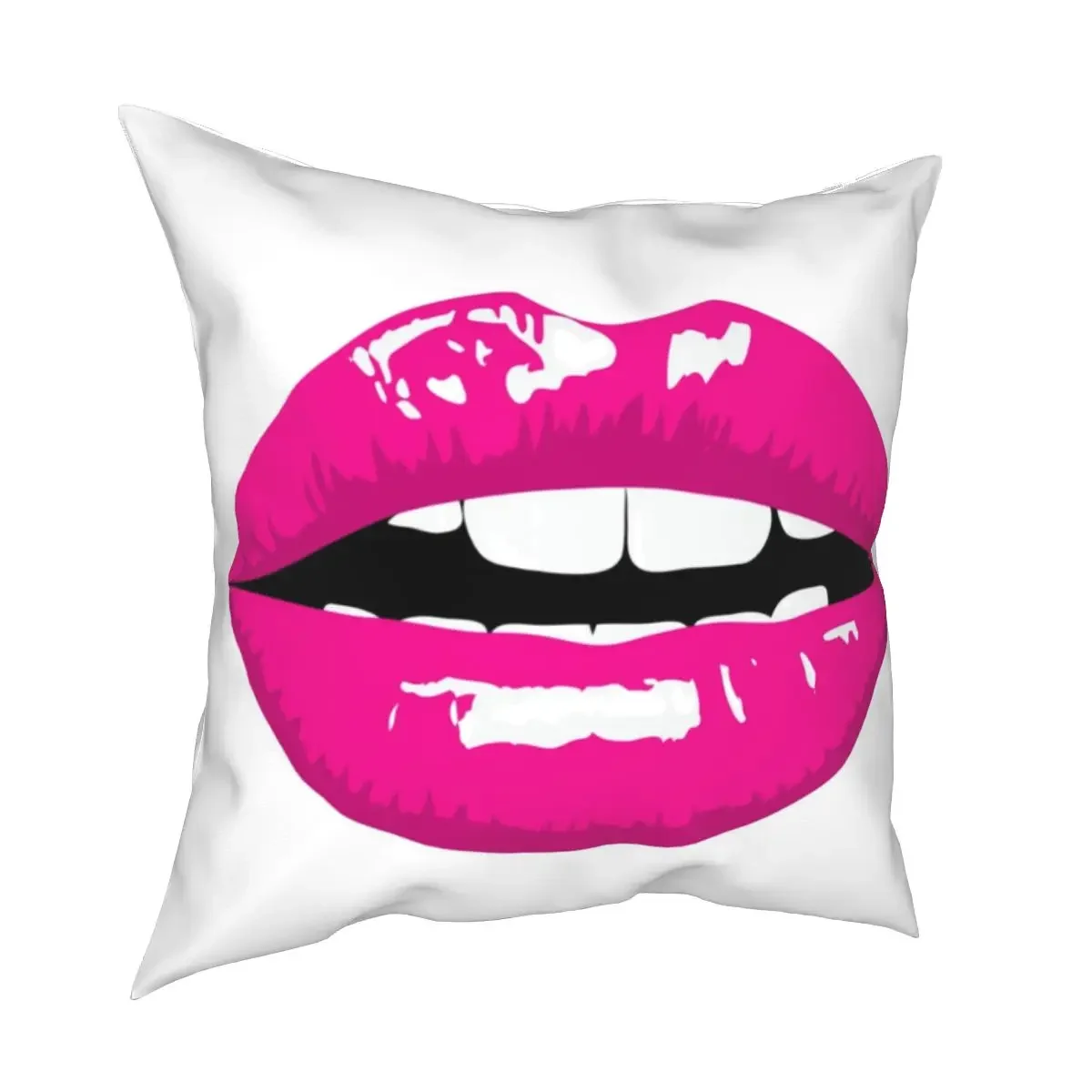 Seductive Hot Pink Lips Pillowcase Polyester Cushion Cover Decorations Shining Mouth Lipstick Pillow Case Cover Home 40X40