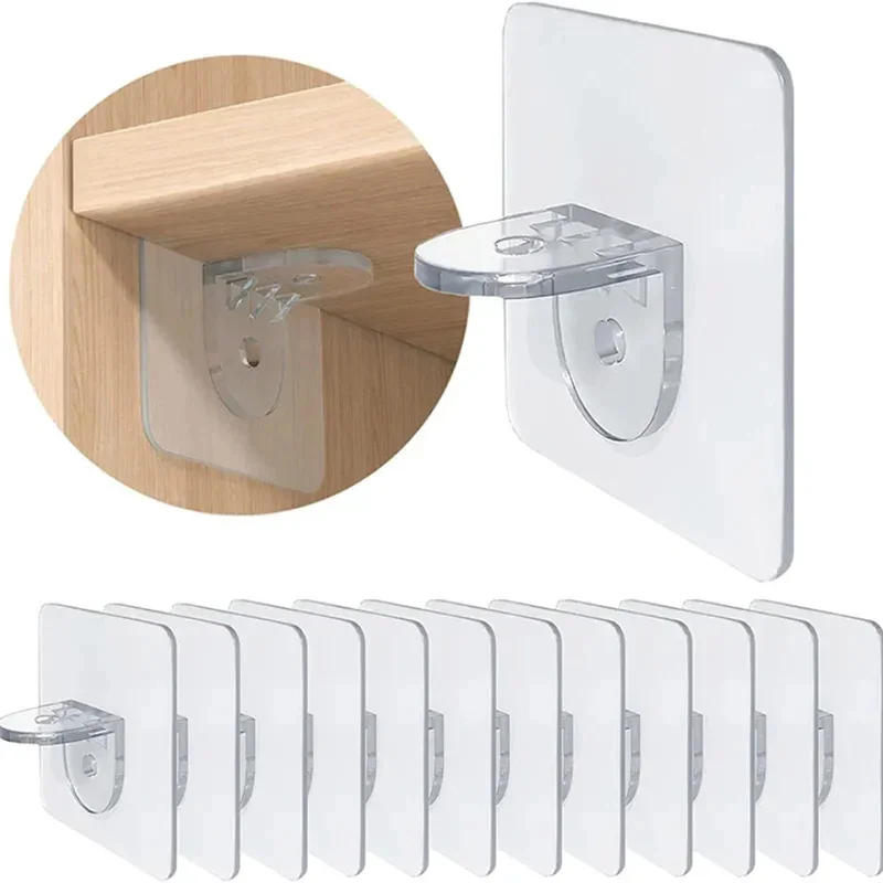 Clavijas adhesivas para estante, Clips de soporte para armario, colgadores de pared, soportes fuertes, 10 piezas