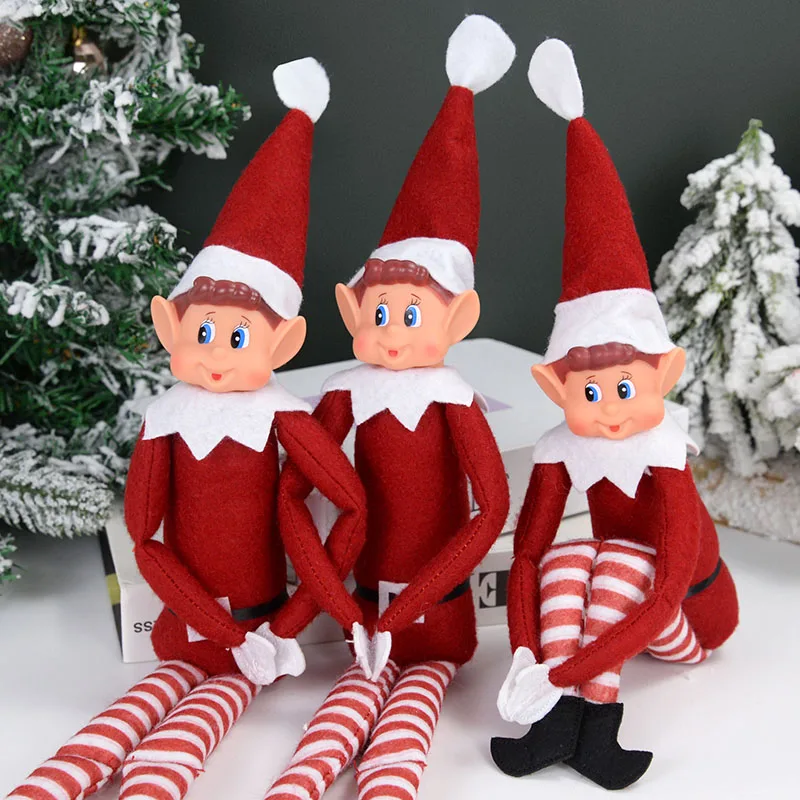 40cm Red Christmas Elf Doll Plush Leg Doll Pendant Christmas Tree Ornament New Year Gifts Xmas Party Decor for Home Navidad Noel