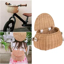 Wicker Baskets Kids Basket Wicker Basket Front Bicycle Storage Basket Wicker Straw Backpack Multi-use Picnic Basket for Girl Boy