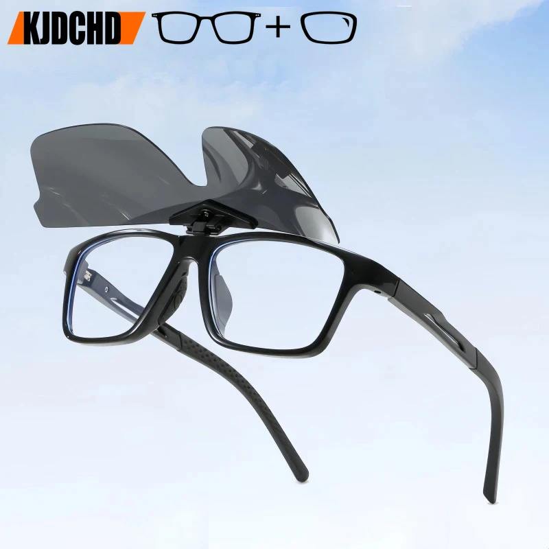 

KJDCHD новый стиль TR90 очки по рецепту на клипсе трендовые поляризационные солнцезащитные очки для мужчин 2025 оптические компьютерные очки UV400