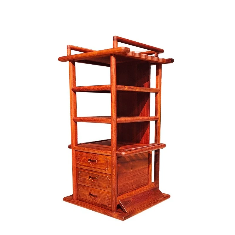 

Fishing gear display stand, fishing rod mahogany material, red acid wood tenon and mortise structure, rotatable drawer