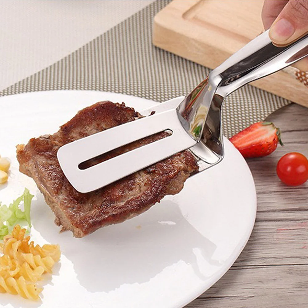 Stainless Steel Food Folder Frying Shovel Clip Fried Fish Pizza Steak Clip Barbecue Grilling Tong Kitchen Clamp Cooking Tool