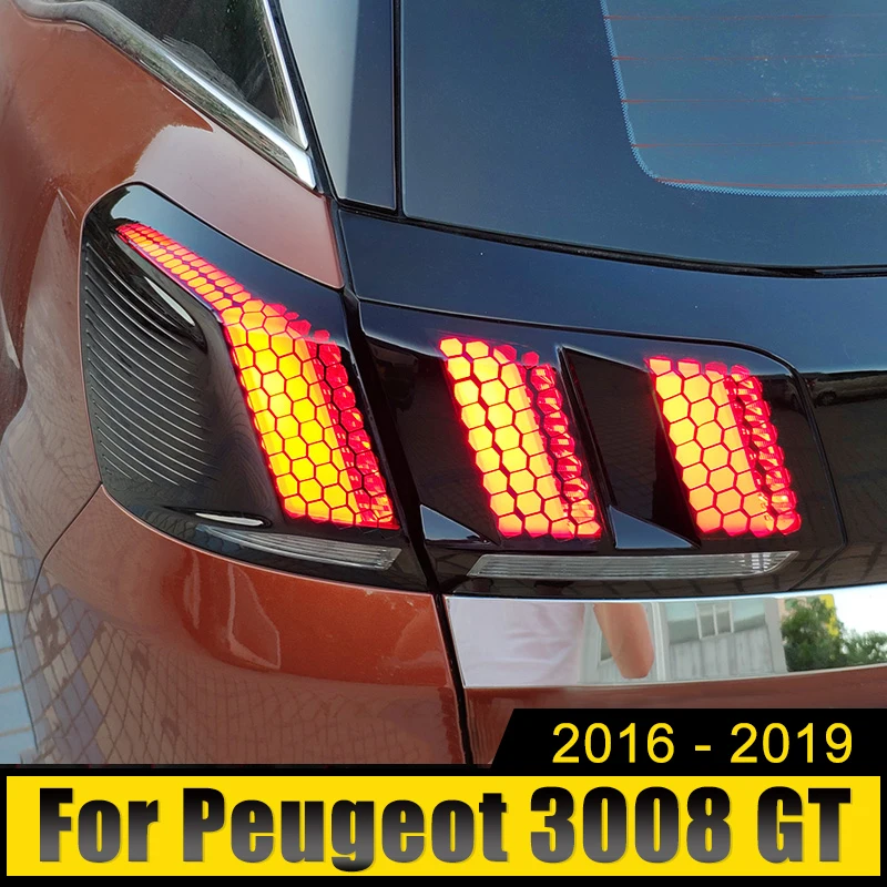 

6pcs Rear Tail Light Lamp Honeycomb 3D Sticker Protector Car-styling Accessories For Peugeot 3008 2016 2017 2018 2019 3008 GT