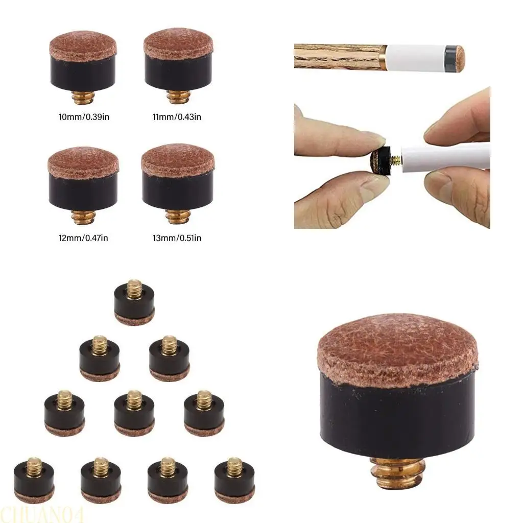 

A1A2 10Pcs Billiard Pool Cue Tip Billard Screw in Cue Tip Ferrules Repair Tool Hard Leather Pool cue Tip