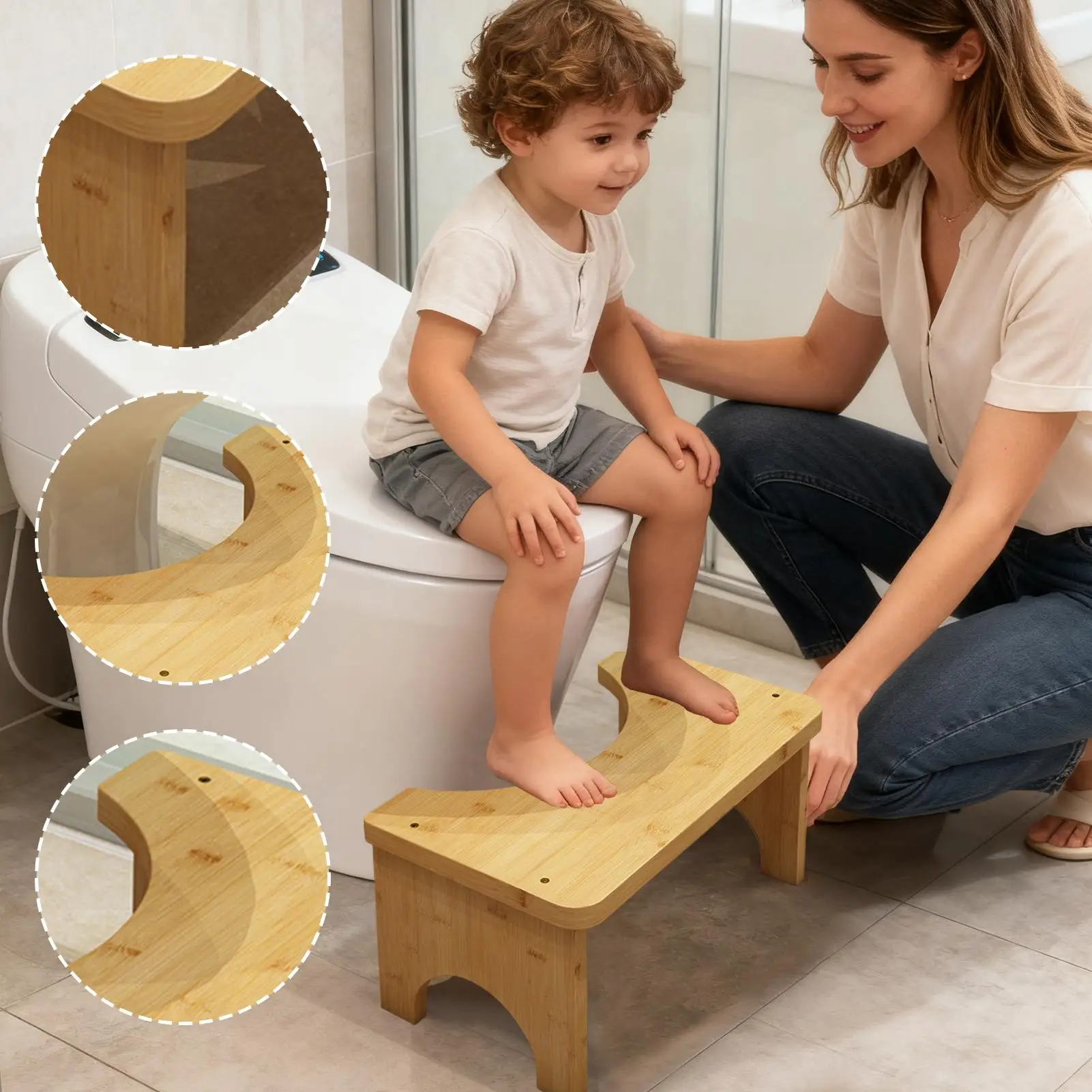 كرسي مرحاض خشبي مقعد مرحاض مقعد مريح قعادة خطوة للبالغين كبار السن الأطفال المنزل الحمام دش التخييم السفر