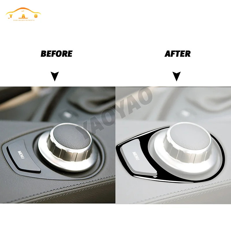 Car Radio Adjustment Multimedia Button Menu Knob Trim Cover Sticker For BMW M6 6 Series E63 E64 2004-2010 Piano Black Auto Parts