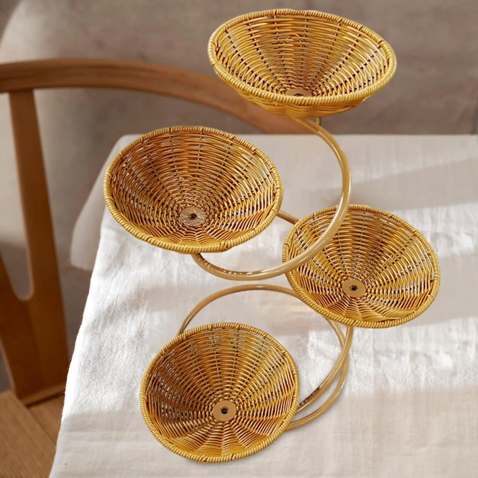 

Fruit Vegetable Basket for Kitchen Counter Weaving Storage Rack Bread Holder Storage Basket