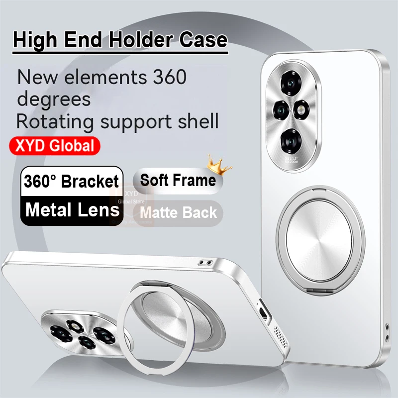 

For Honor 200 Pro Case Magnetic 360 Holder Ring Cover For Honor 200 Pro Phone Case Shell Bracket Stand Fashion Bumper Skin