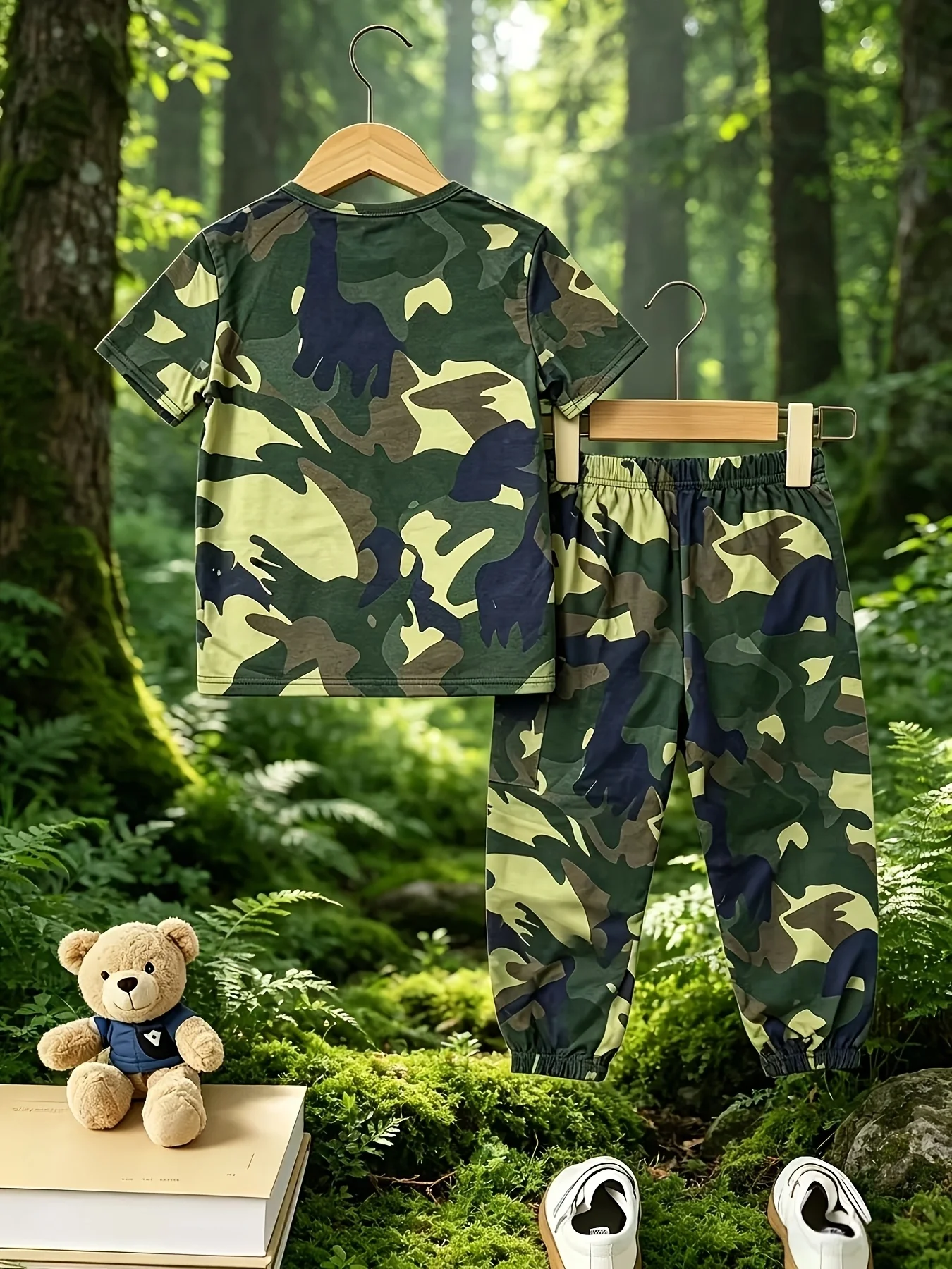 Boys Camouflage Clothing Set Summer Kids Short Sleeve T-Shirt + Cargo Pants 2Pcs Outfits Children Military Style Tracksuit