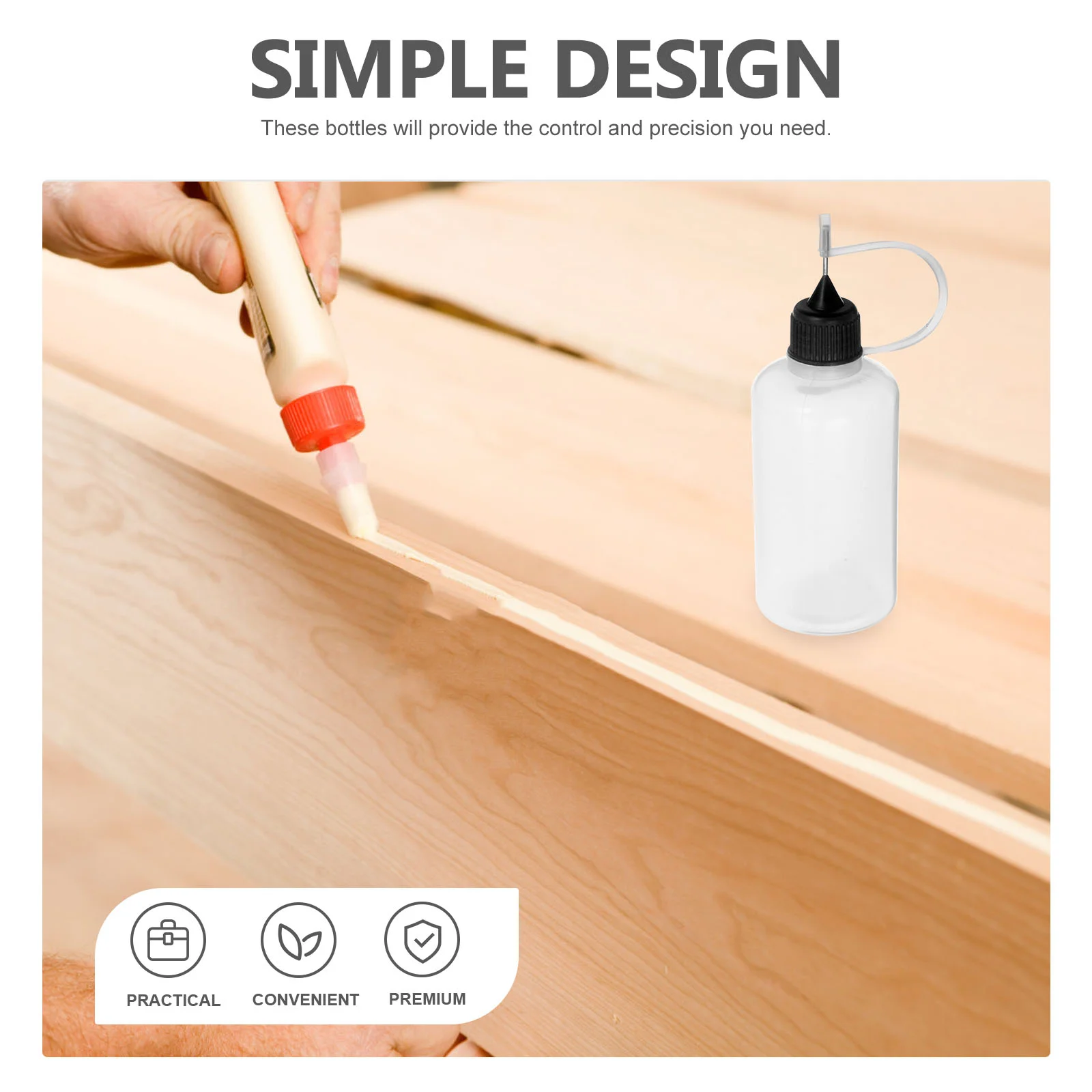 Shaker Bottle Bottled Squeeze Bottles Glue with Fine Tip Droppers for Liquid Black Stainless Steel