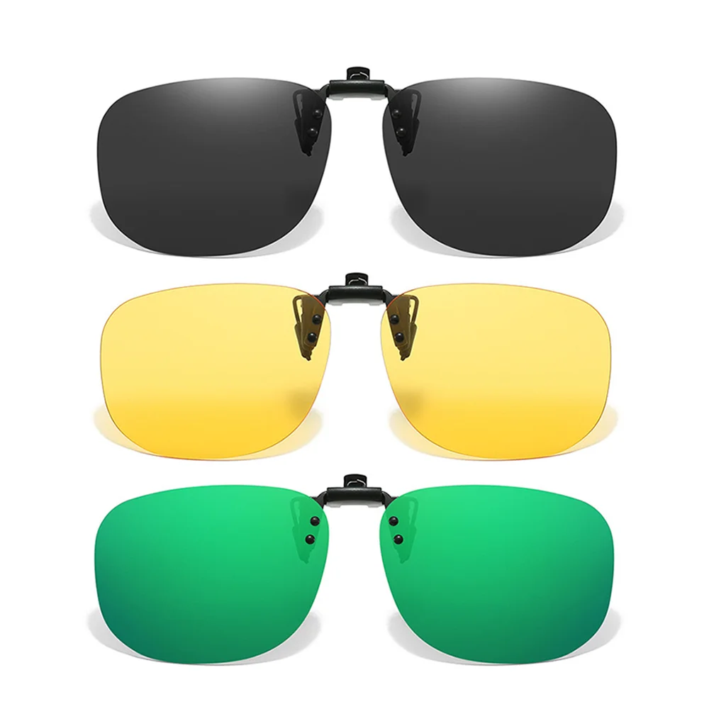 VIVIBEE Flip Up Clip On Sonnenbrille Polarisierte Herren Quadratisch UV400 Photochrome Nachtsicht Damen Klassische Spiegelklammern – Detail 1