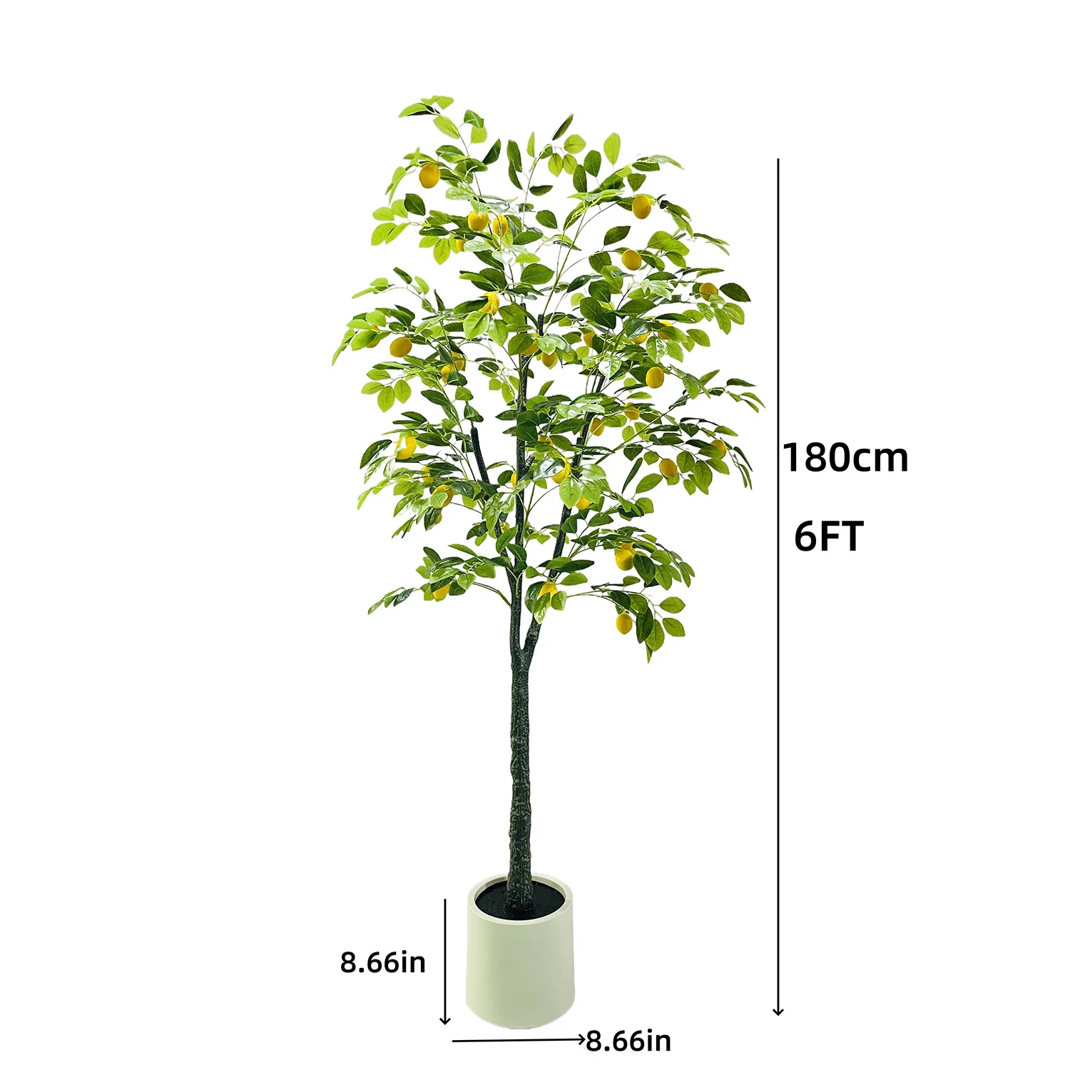 Lemon Tree Artificial Plant, 180 cm Large Artificial Plants in Pot, Realistic Lemon Tree, Interior Decoration, Art Plant for Balcony, Living Room, Office, Festival Decoration, Wedding, Christmas view 5