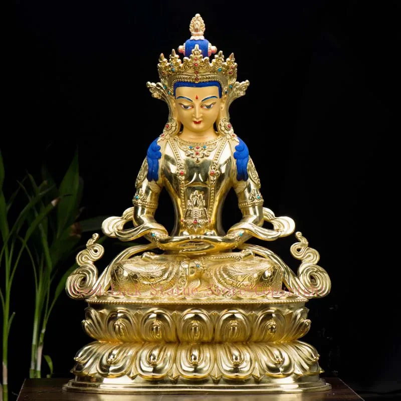 HUGE 48CM large High-grade Buddha statue Tibetan Buddhism Nepal Gilding Amitayus RU LAI Buddha statue bless Safety Health luck