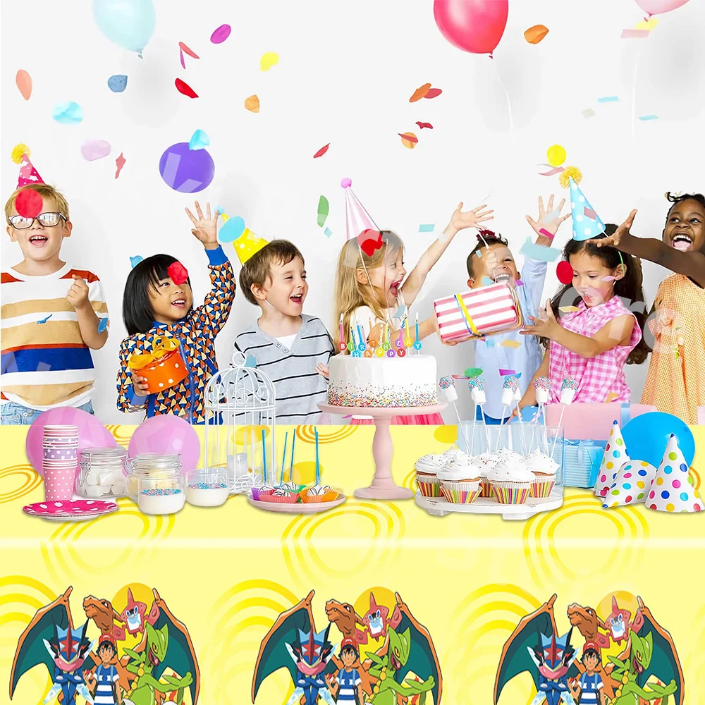 Pokemon Tischdecke Pikachu Geburtstagsdekoration Einweg wasserdichte Tischdecke Partyzubehör Babyparty Geschenke Dekoration