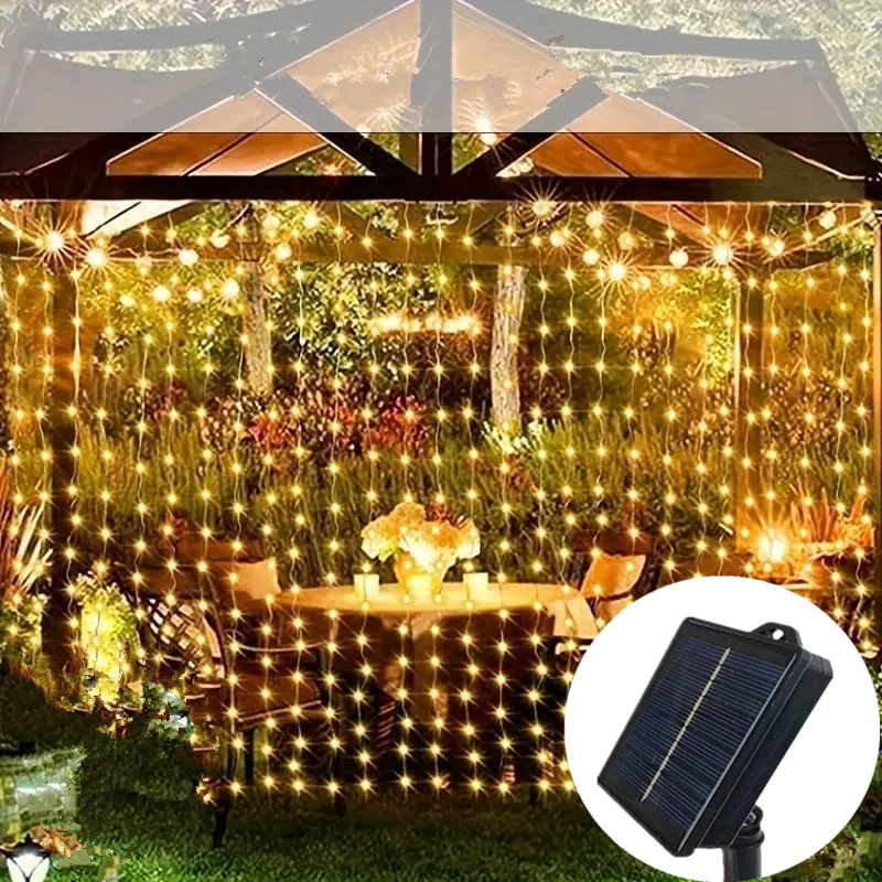 Outdoor LED Solar Curtain Light Fairy String Light 3/6M Garland Christmas Decoration Garden Decor Garden Patio Backyard Decor