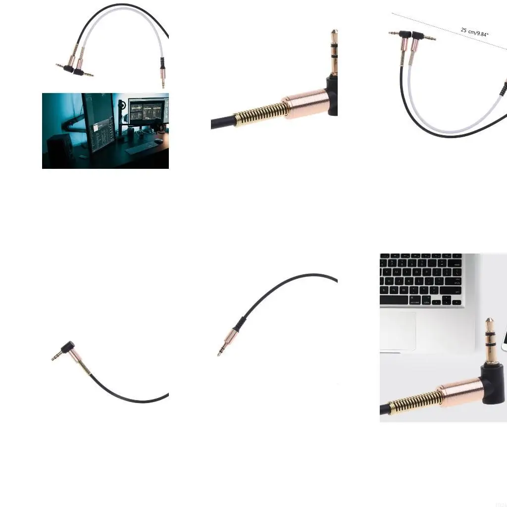 

193A 25cm Cable 3.5mm Male to Male 90 Degree Car AUX Line 3-pole Speaker Tablets Stereo MP4 MP5 Cord