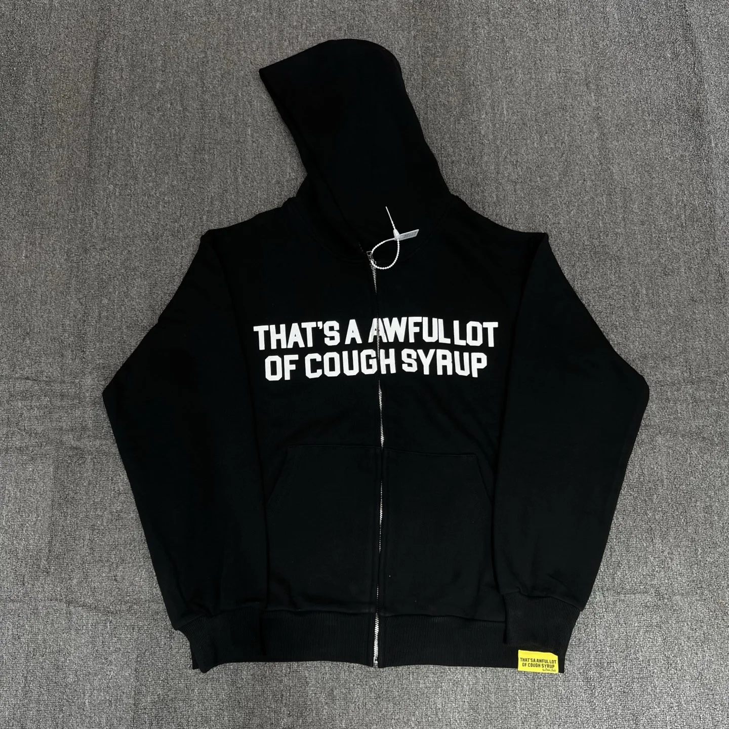 

Hooded Zipper Sweatirt Letter Print Cough Syrup Design Casual Loose Fit Long Sve Autumn Winter Faion for Youth