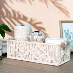 Storage Baskets Handmade Woven Decorative Countertop Toilet Tank Shelf Cabinet Organizer for Bedroom