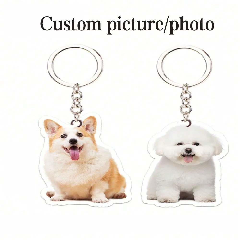 

KADRUFI Custom Acrylic Cute Animals Photo Keychain Personalized DIY Cat Dog Photo Backpack Bag Car Pendant Keyring Memory Gift