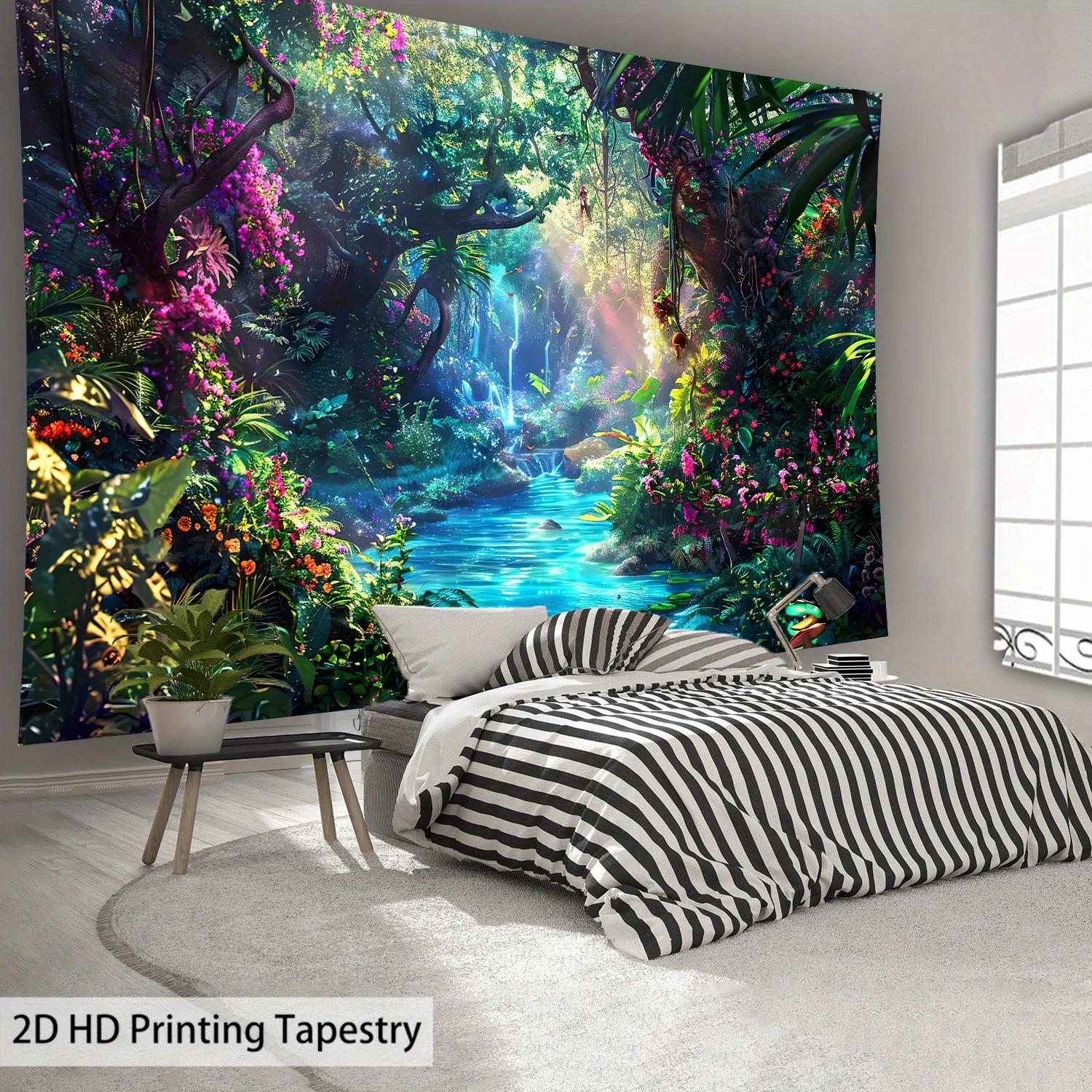 Enchanted Forest Wall Tapestry Magical River Waterfall Art Nature Decor Home Hanging