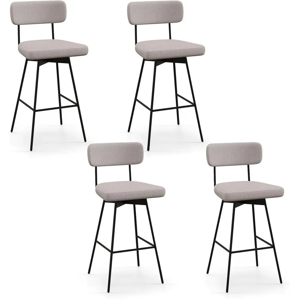 

Комплект из 4 мягких вращающихся барных стульев с высотой 29 дюймов, со спинками и подставками для ног, для кухонного острова или обеденной зоны (бежевый)