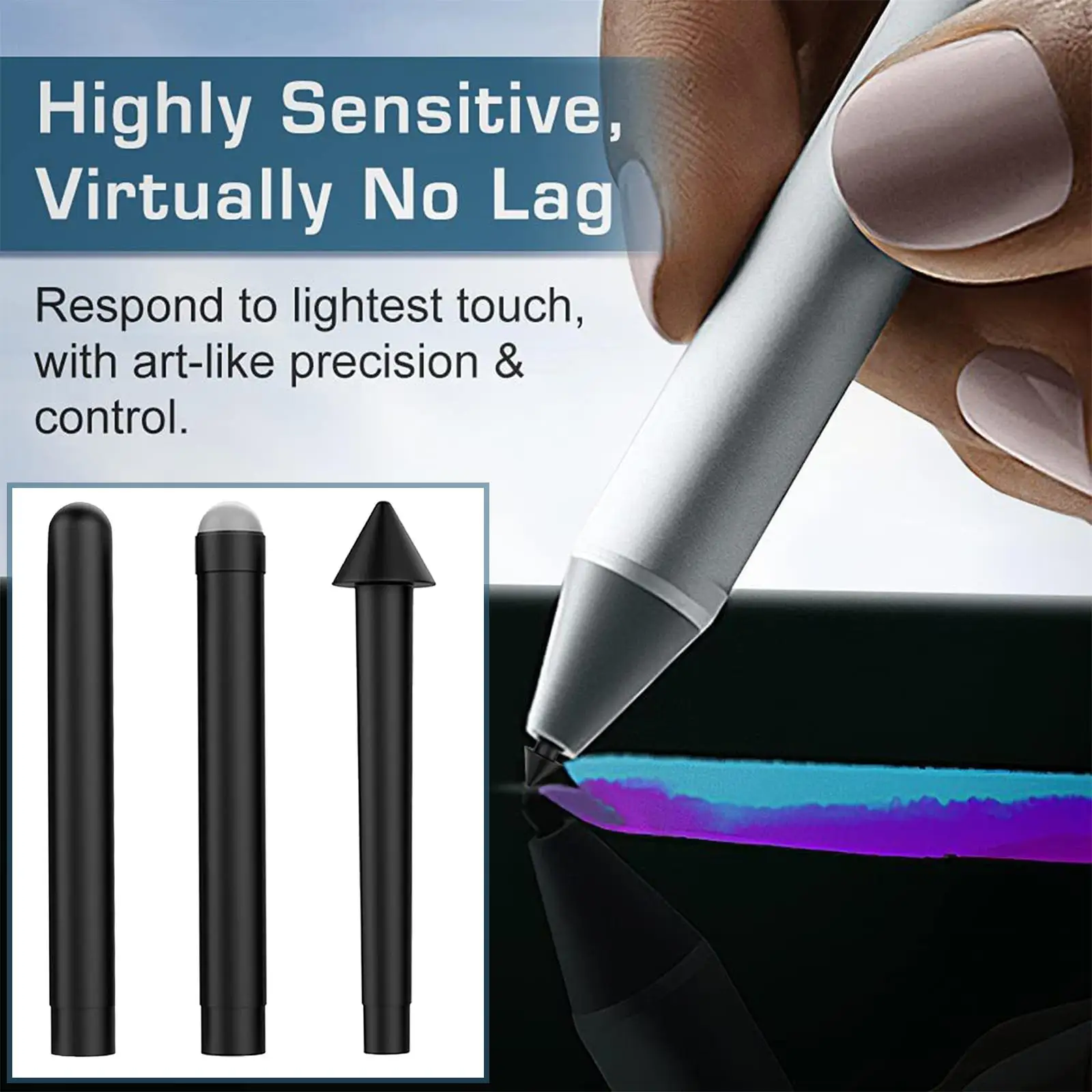 3x Flexible Tips 2H H Tablet Touch Drawing Pens Nibs for Surface 6 7 Replacement